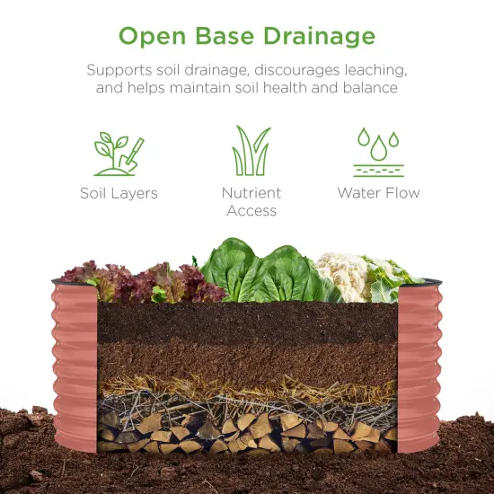 Best Choice Products 4x2x2ft Outdoor Raised Metal Oval Garden Bed, Planter Box for Vegetables, Flowers Terracotta {3}