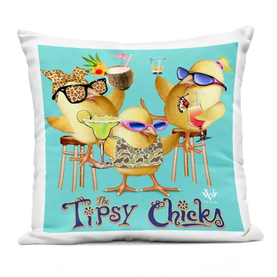 Stupell Industries Tipsy Chicks Groovy Outdoor Pillow, 18 x 7 x 18 {1}