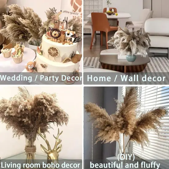 30 Stems Home Decor - Natural Dried Pampas Grass, Fluffy Brown Pompas Grass, Dry Small Pampas Bulk for Living Room Table Decor {3}