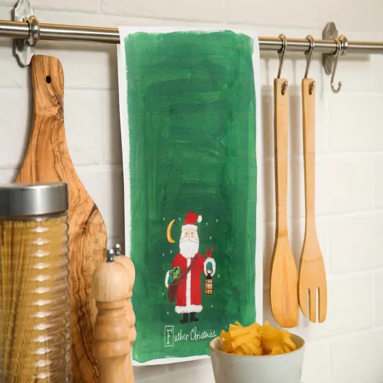 Father Christmas Alphabet Printed Kitchen Towel {5}