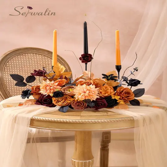 Artificial Orange & Black Flowers - Grand {3}