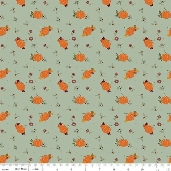 The Awe of Autumn Pumpkins Hazy 43"/44" Fabric Per Yard {1}