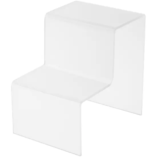 Plymor Frosted Acrylic 2-Step Solid Back Display Stairs, 8.25" H x 6" W x 8.75" D {1}