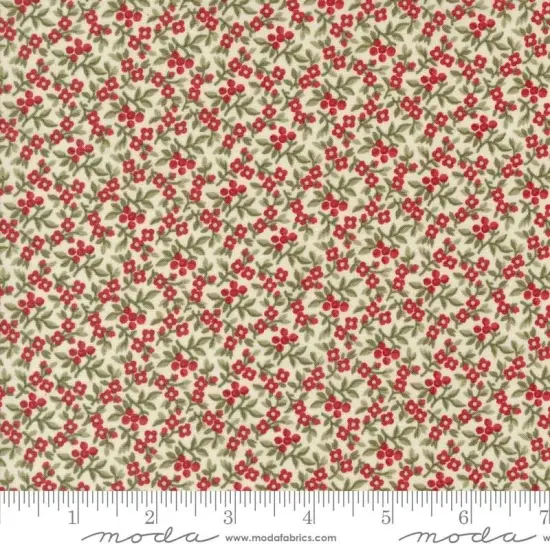 A Christmas Carol Snowflake Bountiful Berries Cream 44"/45" Fabric Per Yard {1}