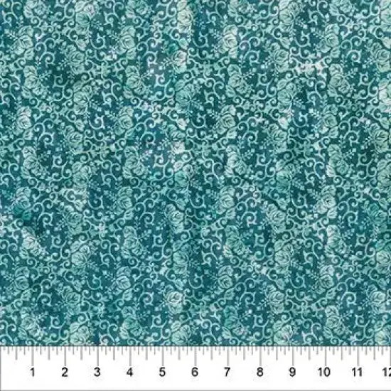 Banyan 83221-68 - Decorative Carving - Smoky Teal 45" Fabric Per Yard {1}