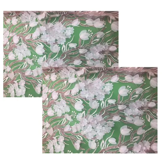 1 Yard Metallic 3D Design Lace Fabric for Dress and Gown, 55 Inches Wide {4}