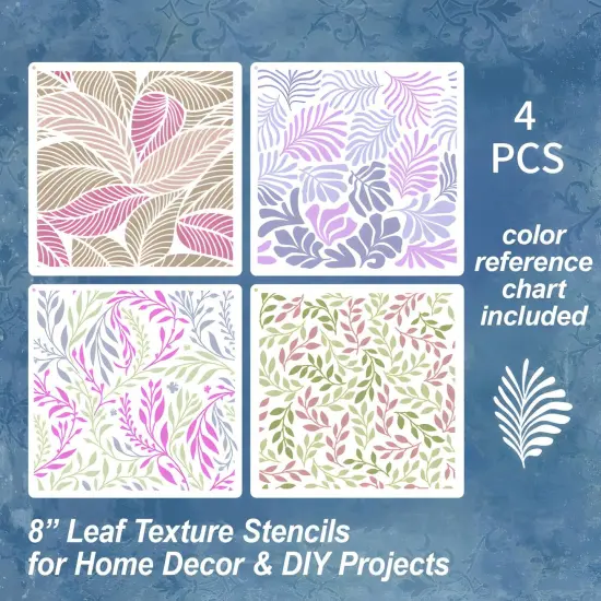 4PCS 8 Inch Leaf Wall Stencils {5}