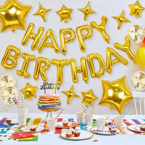 Gold Happy Birthday Mylar Foil Balloon {2}