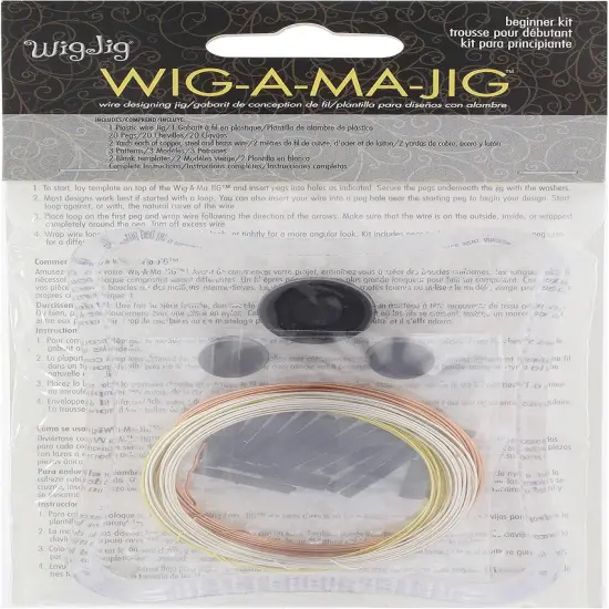 The Beadsmith Wig-A-Ma-Jig Beginner Kit - Includes 3 x 4 Inch Clear Plastic Jig, 20 Plastic Pegs, Copper and Silver Craft Wire, 2 Yds Each {6}