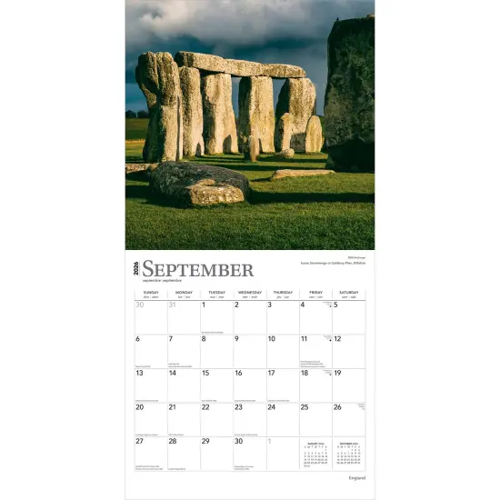 England | 2026 12 x 24 Inch (Hanging) Monthly Square Wall Calendar | Plastic-Free {4}