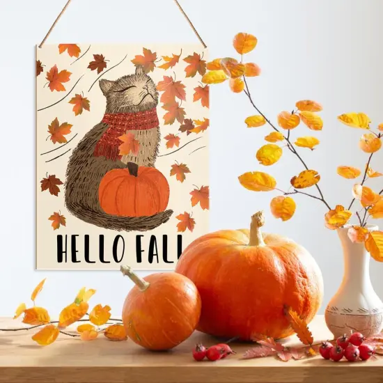Hello Fall Wall Art Decor - 7.8&times;10.2 Inches {4}