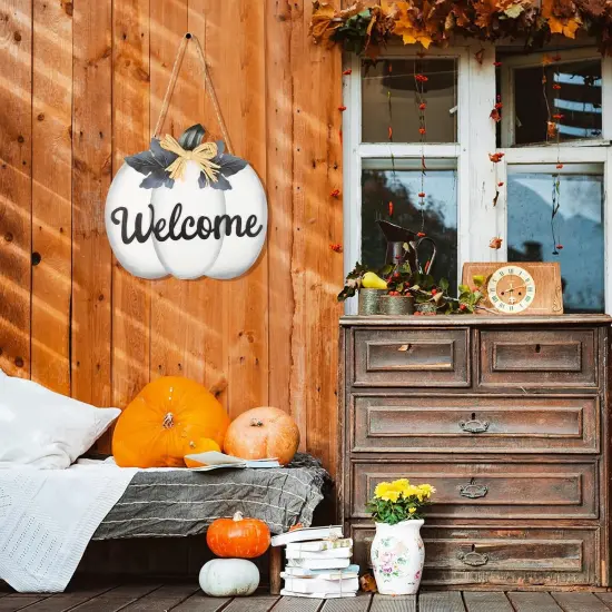 Fall Pumpkin Decoration - Welcome Sign (White) {3}