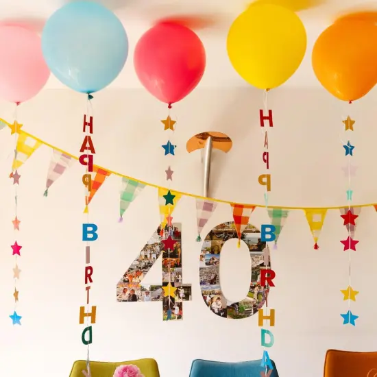 Birthday Balloons with Colorful Stars Hanging {2}