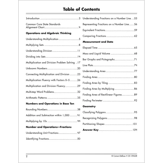 Carson Dellosa 3rd Grade Math Workbook, Algebra, Multiplication, Division, Arithmetic, Fractions, Addition and Subtraction Within 1000, and More, Classroom or Homeschool Curriculum {3}