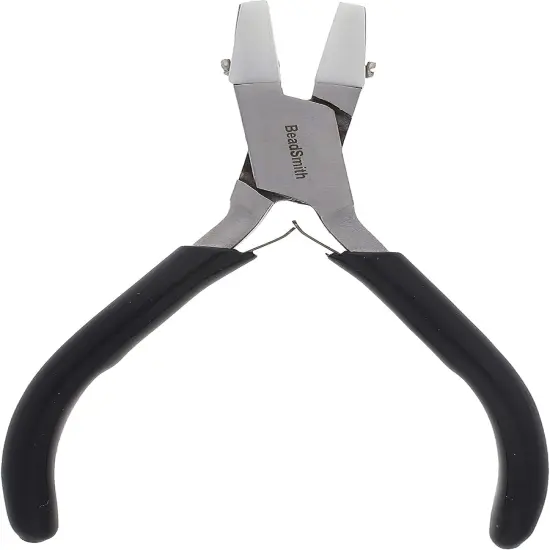 The Beadsmith Double Nylon Jaw Chain Nose Pliers, 4.75 inches (120mm), Black PVC Comfort Grip Handle, with Double Leaf Spring, protects wire when bending and looping {1}