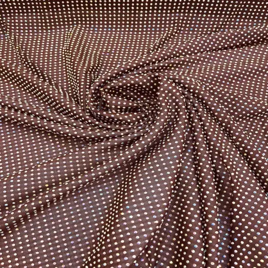 1 Yard Iridescent Rhinestone Stretch Mesh Fabric AB Crystal Power Net For Costumes & Fashion 54&rdquo; Wide Brown {1}