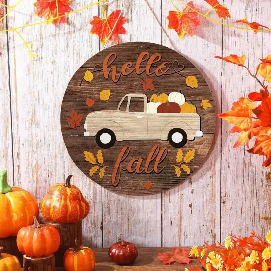 Hello Fall Wood Sign - Truck {5}