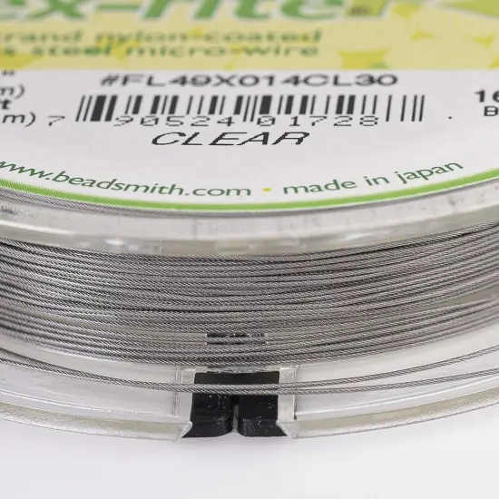 The Beadsmith Flex-Rite Beading Wire - Stainless Steel Micro Flexible Wire, 49 Strand, Clear Color, .014" Diameter, 30-Foot Spool, Nylon Coated {2}