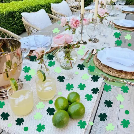 100PCS St Patricks Day Confetti Clover Lucky Confetti St Patricks Day Party Decorations St. Patrick's Day Confetti St. Patrick's Day Lucky One Birthday Decorations (green 2) {3}