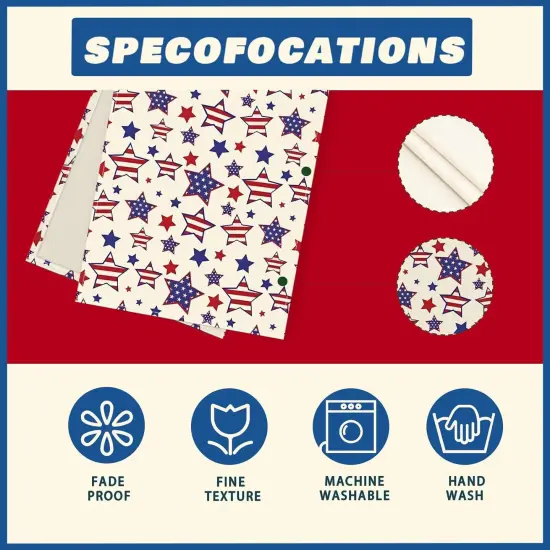 America Stars Patriotic 4th of July Memorial Day Independence Day Table Runner Decoration for Home Kitchen Holiday Party 13x72 Inch {5}