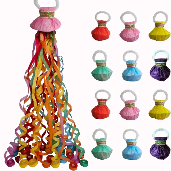 12 Pack Streamer Poppers, 6 Color Mix No Mess Confetti Poppers，Party Poppers No Mess Streamers Easy to Clean Handheld Streamer Cannon，Ideal for Celebrations and Events {1}