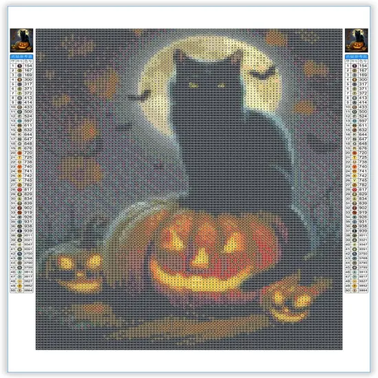 Halloween Diamond Painting Kits,Cat Diamond Painting,Pumpkin Lantern Diamond Art {2}