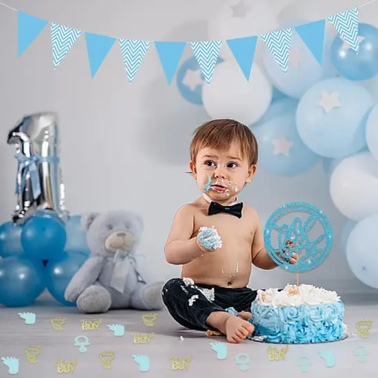 Gender Reveal Confetti - Gold and Blue for Baby Boy Shower Decorations, 250PCS for Gender Reveal and Table Decorations {4}