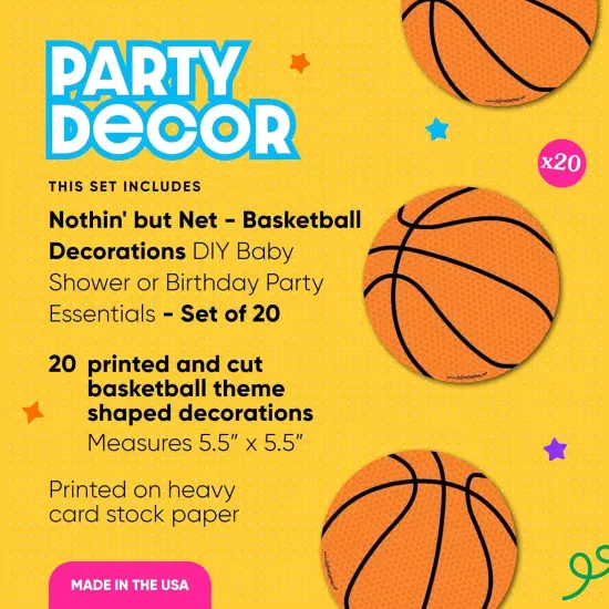 Nothin' but Net - Basketball Decorations DIY Baby Shower or Birthday Party Essentials - Basketball Birthday Decorations - Party Decorations - Set of 20 {2}