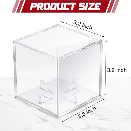 Baseball Display Cases for Balls, Acrylic Baseball Holder Clear UV Protected Cube Autograph Storage Box for Official Size Standing {2}