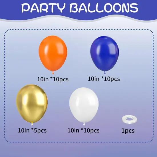 Blue and Orange Balloons, 35pcs Blue White Orange Balloons, Blue and Orange Confetti Balloons Orange and Blue Latex Balloons for Birthday Baby Shower Wedding Anniversary Graduation Party Decorations {2}