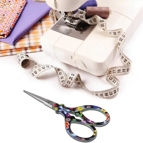 Sewing scissors sharp scissors Embroidery Scissors Crafting Threading Scissors with Leather Scissors Cover for Needlework Craft Art Work Manual Sewing Handicraft DIY Tool Black Flower {4}