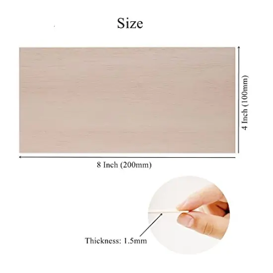 12 Pack Balsa Wood Sheets 1/16 x 4 x 8 Inch Natural Wood Color Unfinished Wood for Crafts Make Models of House Airplane Ship Boat DIY Wooden Plate Model (200x100x1.5mm) {5}