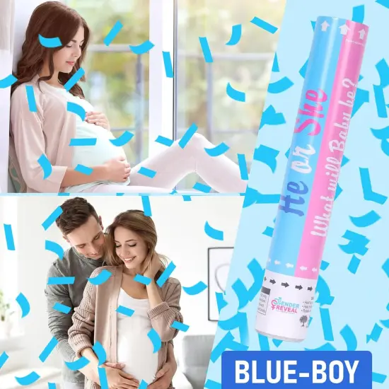 Gender Reveal Confetti Cannon - Set of 4 (2 Blue + 2 Pink) for Stunning Baby Gender Announcements, Perfect Gender Reveal Cannon for Parties and Celebrations {4}