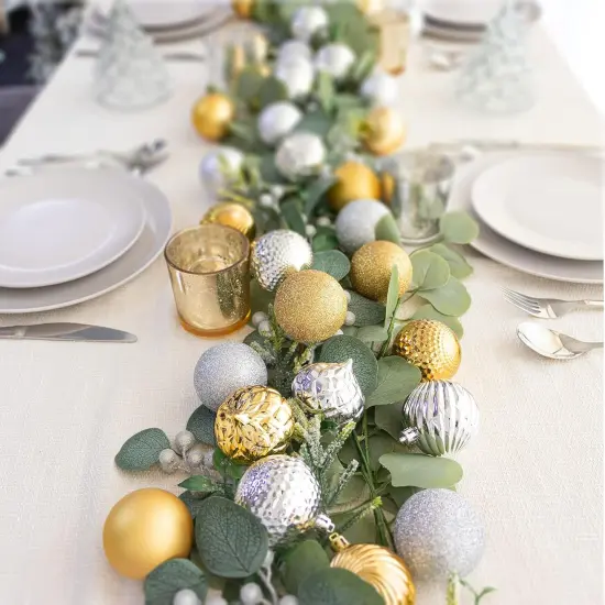 Gold Christmas Balls 34pcs 2.36-Inch Christmas Tree Decoration Ornaments for Xmas Tree Holiday Wreath Garland Decor Ornaments Hooks Included {3}