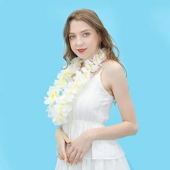 Summer Hawaiian Flower Leis Tropical Luau Party Supplies of Hula Garland Necklaces,Hawaiian Leis Floral Necklace for Beach Theme Hula Dance Luau Celebrations Wedding Party Decor {2}