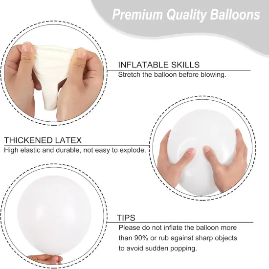 135pcs White Balloons Different Sizes 18 12 10 5 Inch for Garland Arch, Latex Balloon for Wedding Birthday Party Baby Shower Anniversary Decorations {2}