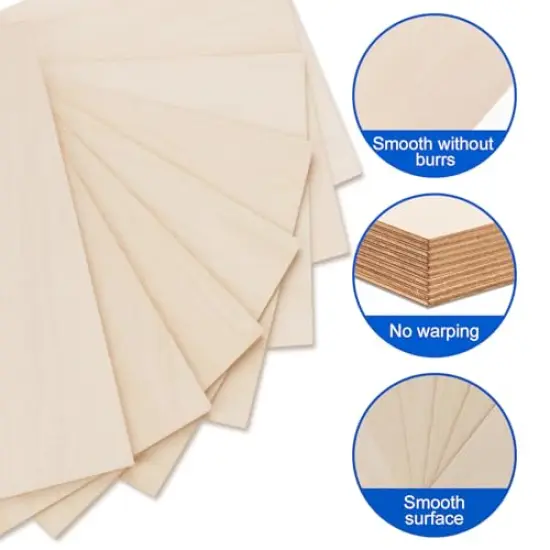 3 Pack Basswood Sheets 1/8"x12"x12", 3mm Basswood for Laser Cutting and Engraving,Thin Plywood Board Unfinished Wood for Crafts, DIY Ornaments and Architectural Model, Wood Burning. {5}
