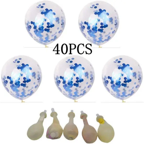 Blue Confetti Balloons 40 pack, 12 inch Transparent Party Balloons with Confetti for Graduation Party Wedding Baby Shower Birthday Carnival Party Decoration Supplies&hellip; {3}