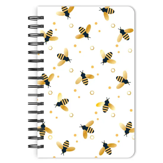 Busy Bees | 5.25x8.25 Inch Compact Wire Journal | Non-Dated | Foil Stamped Cover {1}