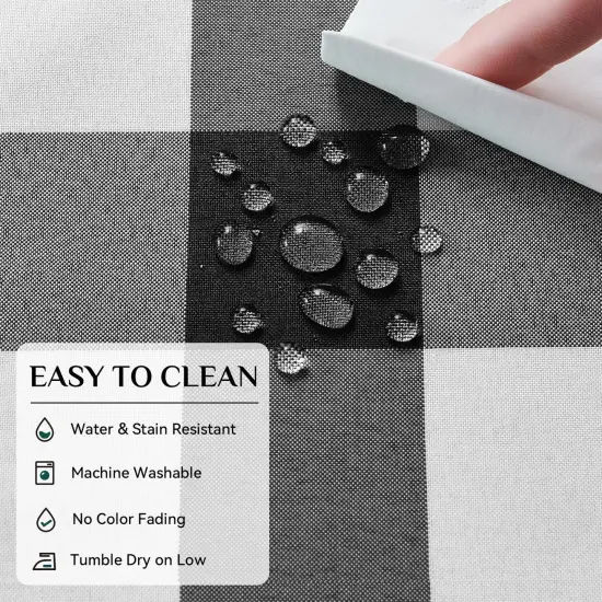 Gingham Checkered Rectangle Tablecloth - Waterproof Buffalo Plaid Table Cloth Stain Resistant Washable Table Cover for Picnic/Camping/Outdoor - Black and White, 60 x 84 Inch {4}