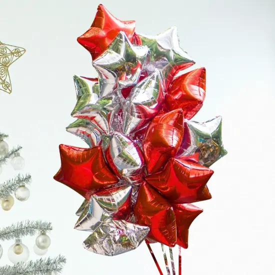 18" Star Foil Mylar Balloons - Party Decorations, Silver, 10 Pieces {3}