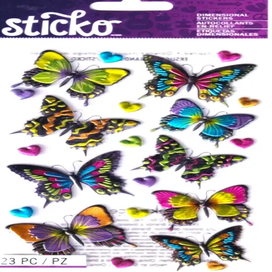 Sticko Dancing Butterflies Metallic dimensional Stickers {1}