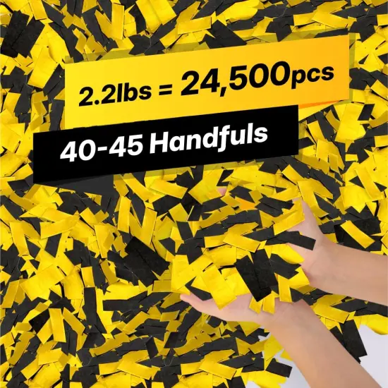 BLACK & GOLD Confetti Paper - BULK 2.2lbs | 1kg, Biodegradable Tissue Paper, Rainbow Light Weight, Non-Staining Paper, for Events, Crafts, Decorations {2}
