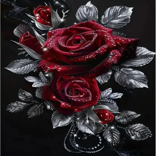 Rose Diamond Painting Kits for Adults,Rose Flower Diamond Art Kits for Beginners,Roses Gem Art Kits for Adults for Home Wall Decor 16x12inch Floral {1}