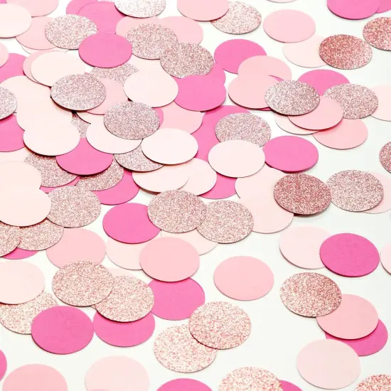 Rose-gold Hot-Pink Party Decorations Confetti - 300pcs Wedding Bridal Shower Baby Girl Birthday Bachelorette Engagement Mohters Brunch Glitter Paper Table Decor Lasting Surprise {1}