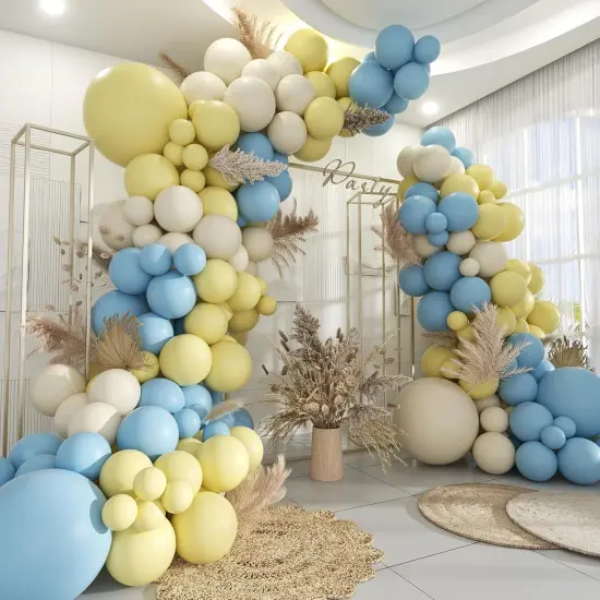 160Pcs Latex Balloons Pastel Yellow Blue White Balloon Garland Arch Kit {1}