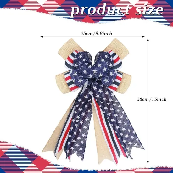 25 Pcs 4th of July Decoration, Including American Flag Wreath Bow and Patriotic Hanging Star Red White Blue Ornaments for Independence Labor Veterans Day Tree Indoor Outdoor {3}