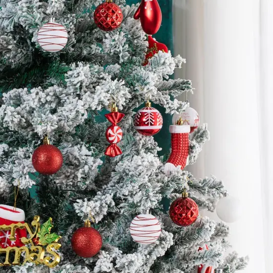 87Pcs Christmas Ball Ornaments Set, Assorted Shatterproof Hanging Tree Decorative for Xmas Tree Holiday Party and Home Decor (Red & White) {3}