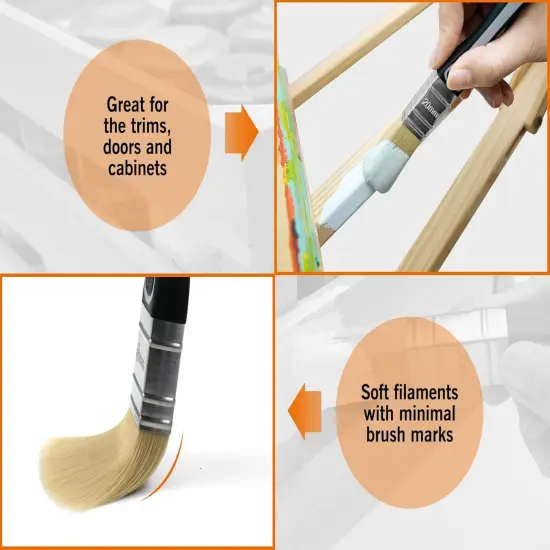 Paint Brush Set - Soft Paint Brush for Walls,Smooth Surfaces,Furniture,DIY Detail Painting (3 PC Pack, 20mm, 40mm, 50mm) {2}