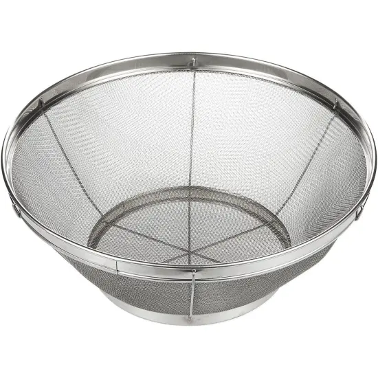 Large Fine Mesh Strainer for Kitchen - Metal Stainless Steel Colander for Rice, Pasta, Quinoa, Yogurt (11x4 In) Silver {1}